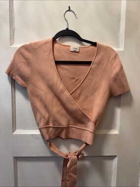 Wilfred Blush Wrap Tie Crop Top